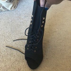 Black lace up booties